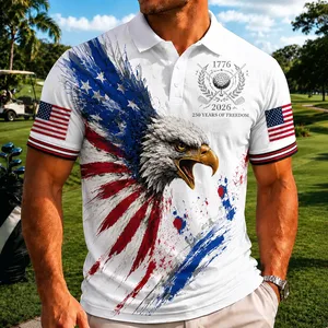 250 Years of American Patriotic Golf Polo Shirt, USA Flag 250th Anniversary AOP Polo Shirt