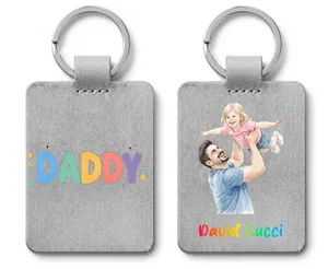 Custom Photo Pencil Sketch Calendar The Day You Became My Daddy Mommy - Personalized Custom Shaped Leather Keychain