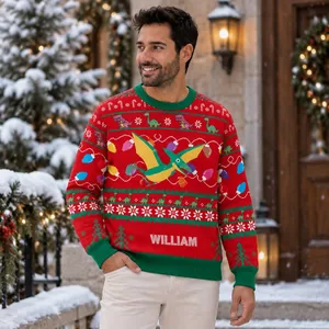 Personalized Christmas Ugly Sweatshirt - Personalized Photo or Cartoon Character and Custom Name Sweater