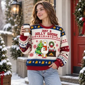 Personalized Clipart Jolly Goose Holiday Sweatshirt - Custom Name Ugly Christmas Sweater