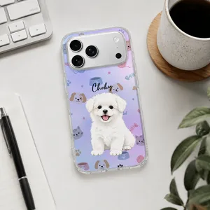 Custom Pet Portrait Watercolor Art Striped Pattern Gift For Pet Lovers - Personalized Phone Case