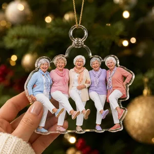 Custom Photo Ornament - Old Friends, Besties, Family, Grandparents Gifts - Personalized Acrylic Photo Ornament