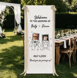 Minimalist Wedding Sign Linen Material Wedding Decorations & Favors - Personalized Welcome Sign