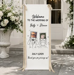 Minimalist Wedding Sign Linen Material Wedding Decorations & Favors - Personalized Welcome Sign