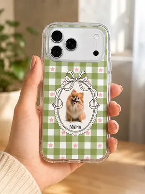 Custom Pet Portrait Watercolor Striped Pattern - Personalized Phone Case