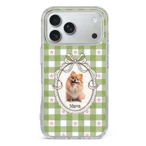 Custom Pet Portrait Watercolor Striped Pattern - Personalized Phone Case