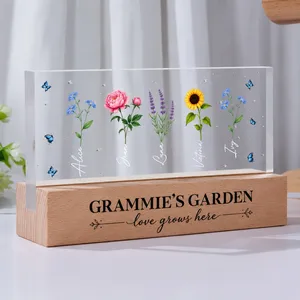Grandma's Garden Birth Flowers - Personalized Rectangle LED Light