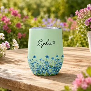 Birth Month Flower Watercolor Blooming In Love - Personalized Wine Tumbler