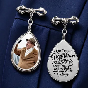 Custom Photo Graduation Walking Beside You Memorial - Personalized Teardrop Pin