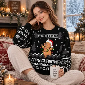 Personalized Christmas Sweatshirt - Custom Face Photo or Clipart Name Capybara Ugly Sweater