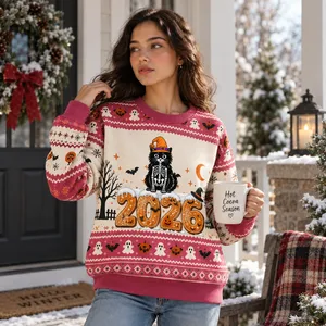Personalized Pet Halloween Ugly Sweater - Custom Cat Skeleton Clipart or Photo Portrait Your Pet Sweatshirt