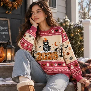 Personalized Pet Halloween Ugly Sweater - Custom Cat Skeleton Clipart or Photo Portrait Your Pet Sweatshirt