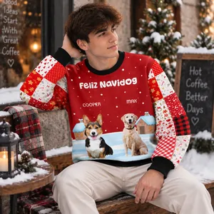 Personalized Christmas Pet Sweatshirt - Custom Puppy Picture Name Ugly Sweater