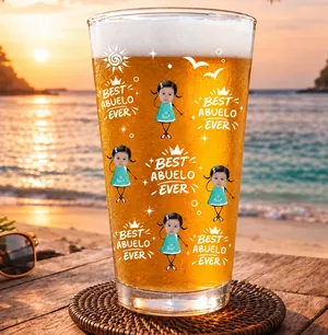 Custom Photo Best Dad Grandpa Ever - Personalized Beer Glass