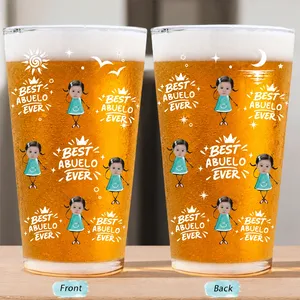 Custom Photo Best Dad Grandpa Ever - Personalized Beer Glass