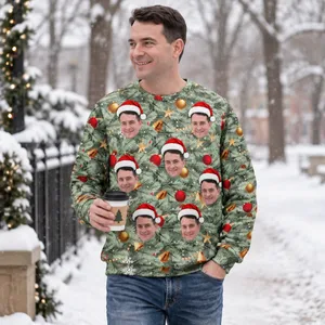 Personalized Face Christmas Ugly Sweatshirt - Custom Photo Christmas Hat Sweater