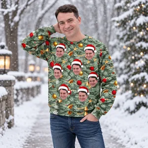 Personalized Face Christmas Ugly Sweatshirt - Custom Photo Christmas Hat Sweater