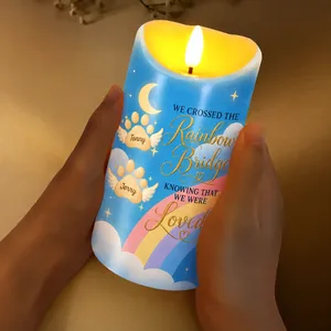 I Crossed The Rainbow Bridge Memorial Pet - Personalized Flameless LED Candle