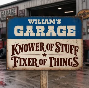 Garage Workshop Man Cave Knower Of Stuff Fixer Of Things - Personalized Classic Metal Signs