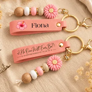 A True Friendship Is A Journey Without An End - Personalized Leather Beaded Keychain
