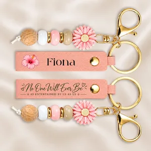 A True Friendship Is A Journey Without An End - Personalized Leather Beaded Keychain