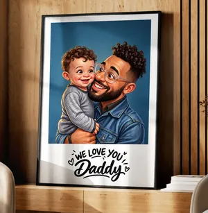 Custom Photo Caricature I Love You Daddy - Personalized Poster