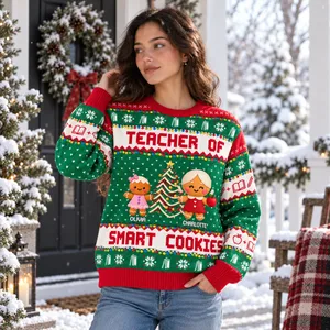 Custom Teacher and Gingerbread Kid Christmas Ugly Sweater - Personalized Name Sweatshirt
