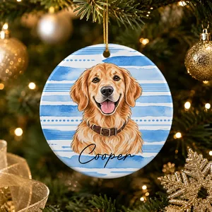 Custom Pet Portrait Watercolor Ornament Gift For Pet Lovers, Pet Loss Gifts - Personalized Ornament