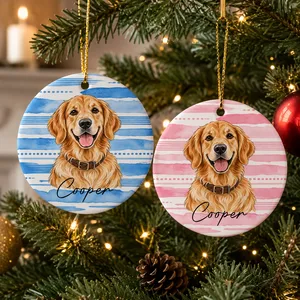 Custom Pet Portrait Watercolor Ornament Gift For Pet Lovers, Pet Loss Gifts - Personalized Ornament