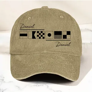Name In Nautical Flags - Personalized Distressed Denim Cap
