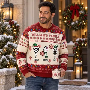 Personalized Christmas Character Sweatshirt - Custom Name Ugly Sweater