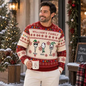 Personalized Christmas Character Sweatshirt - Custom Name Ugly Sweater