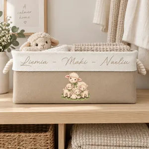 Baby Storage Toy Basket Custom With Name, Nursery Organizer - Personalized Storage Basket