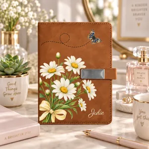 Custom Birth Flower & Name Gift For Her Daughter Friend - Personalized Notebook Set