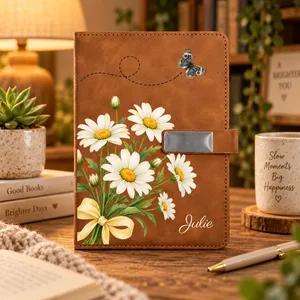 Custom Birth Flower & Name Gift For Her Daughter Friend - Personalized Notebook Set