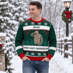 Personalized Christmas Ugly Sweatshirt With Photo And Name - Custom Ugly Sweater