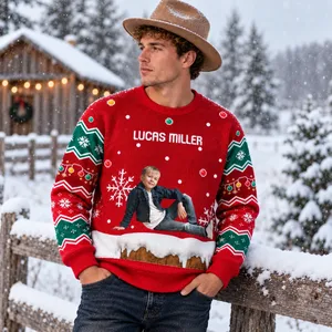 Custom Portrait Ugly Sweater - Photo Upload Holiday Sweater With Name