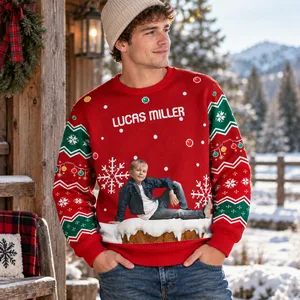 Custom Portrait Ugly Sweater - Photo Upload Holiday Sweater With Name