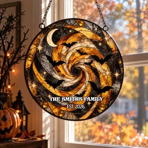 Custom Spiral Bat Halloween Suncatcher