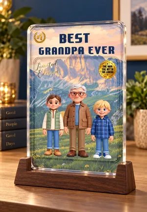 Custom Photo Toybox Figure Best Dad Grandpa Ever - Personalized Custom Shaped Acrylic Plaque