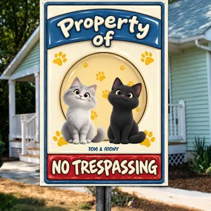 No Trespassing Cat Version - Personalized Metal Sign