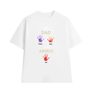First Dad Now Grandpa Handprints - Gift For Father, Grandfather - Personalized T Shirt