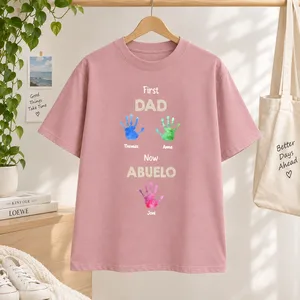First Dad Now Grandpa Handprints - Gift For Father, Grandfather - Personalized T Shirt