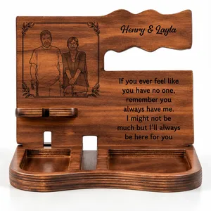 Custom Photo Sketch Line Art Anniversary Gift For Him, Husband, Boyfriend - Personalized Desk Organizer