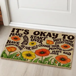 It's Okay To Floral Affirmation - Personalized Doormat