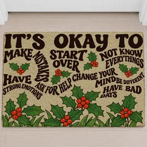 It's Okay To Floral Affirmation - Personalized Doormat