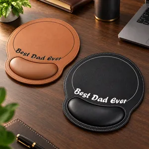 Custom Photo Bold Sketch Best Dad Papa Ever - Personalized Leather Mouse Pad