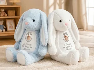 Custom Photo A Cuddle From Heaven Memorial - Personalized Soft Toy Bunny