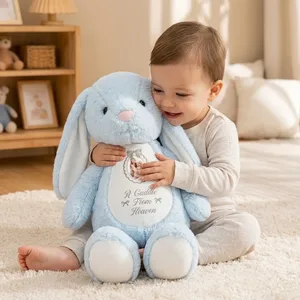 Custom Photo A Cuddle From Heaven Memorial - Personalized Soft Toy Bunny