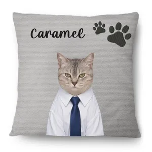 Custom Photo Realistic Watercolor Art Cat Dog Pet - Personalized Pillow